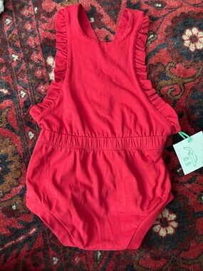 kate quinn Red Toddler Ruffled Romper